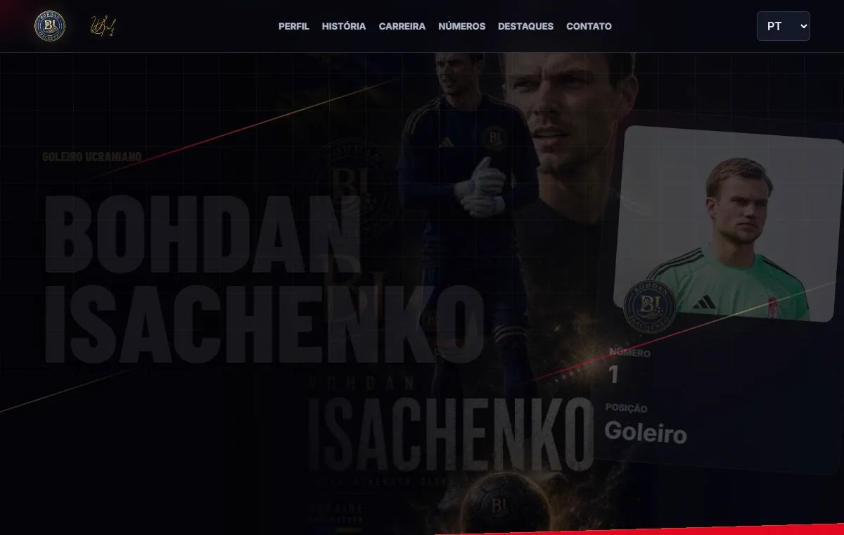 Tela inicial do site Bohdan Isachenko