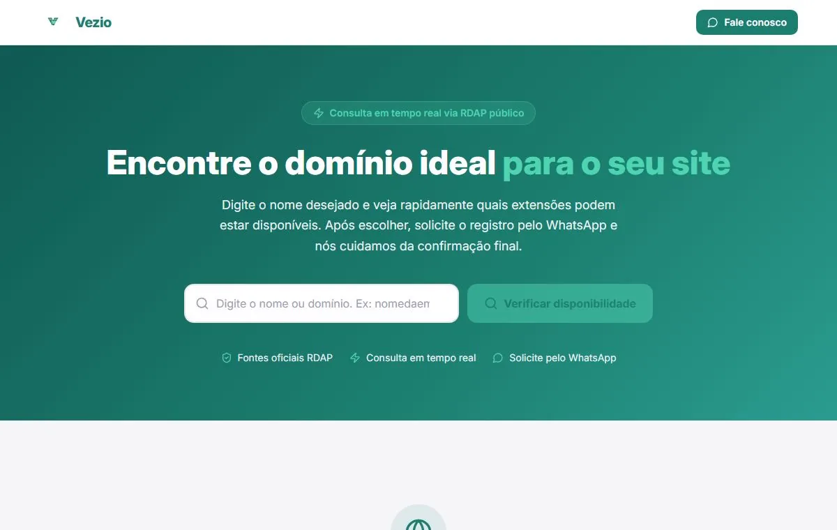 Tela inicial do site Domain Checker