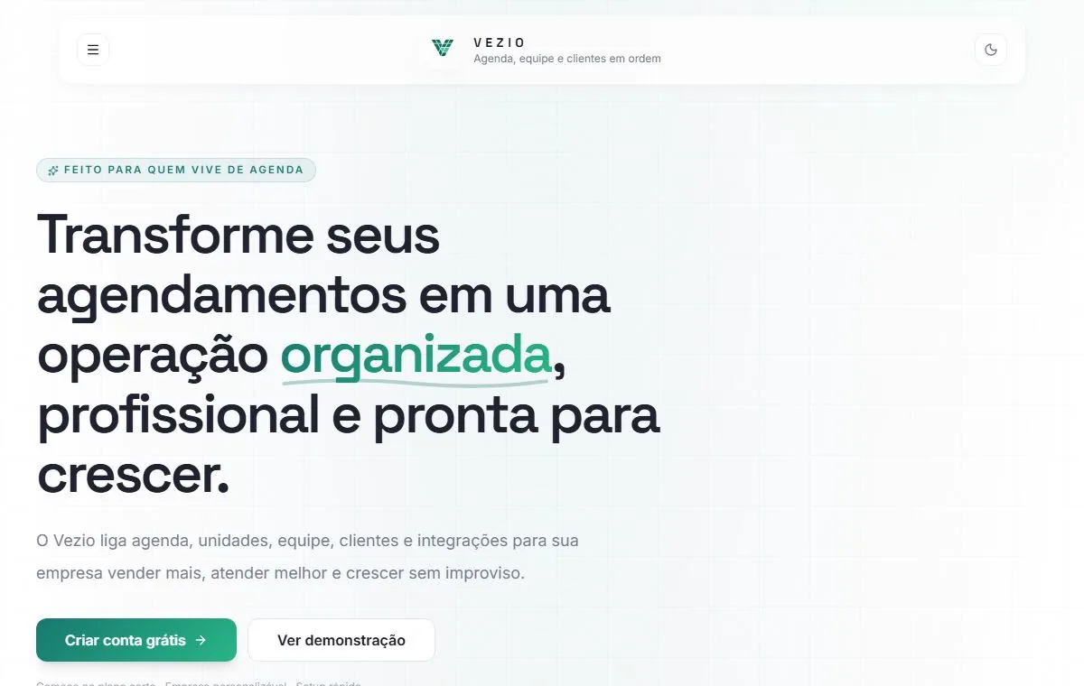 Tela inicial do Sistema de Agendamentos